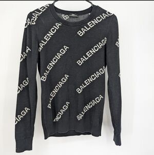 Balenciaga Black and White Logo Crewneck Sweater
